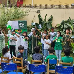 Spring Buds students present to their classmates during the Independence Day programme